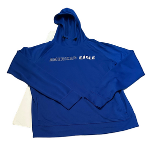 American Eagle Outfitters Men's Royal Blue Hooded Sweatshirt Small